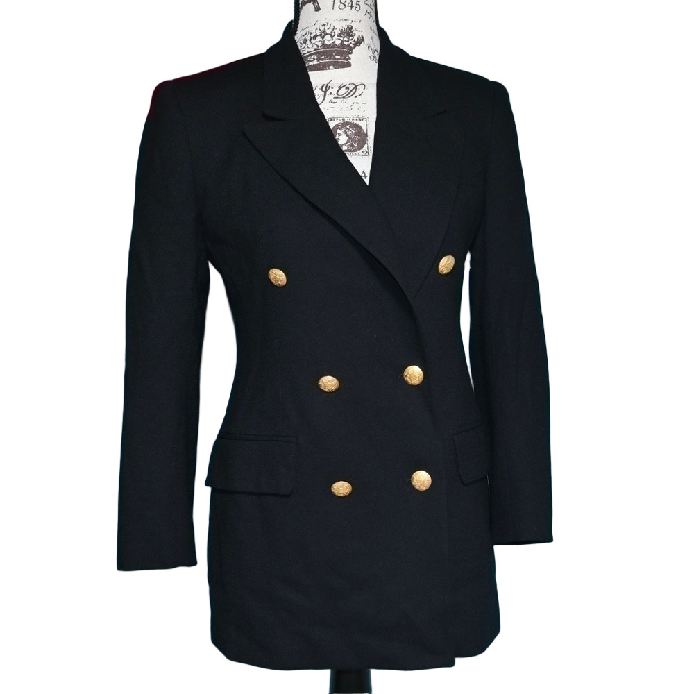 Jones New York Petite Wool Blend Peacoat 2P Classic Tailored Minimalist Coat - Picture 9 of 11